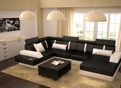 Designer Living landscape Corner sofa Couch Sofa Upholstery Suite Leather sofa Sofas new