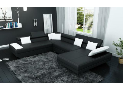 Leather sofa sofa couch upholstery corner suite living landscape XXL big corner sofa 2719D