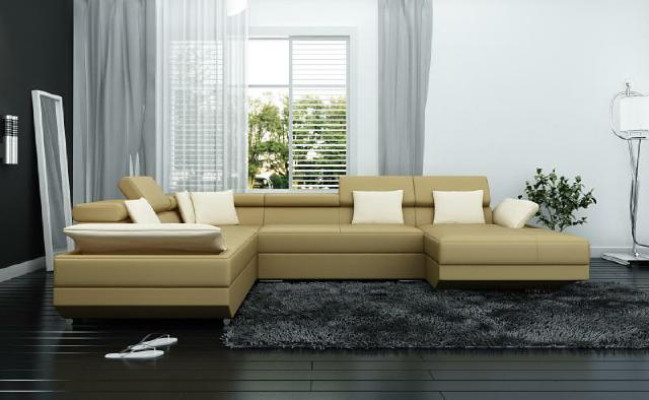 Leather sofa sofa couch upholstery corner suite living landscape XXL big corner sofa 2719D