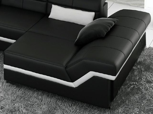 Leather sofa XXL Living landscape Couch Design Sofa with USB Corner sofa Sofa set White