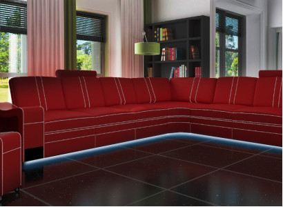 LEATHER SOFA XXL Living landscape Suite Leather Corner sofa Suite with USB Upholstery