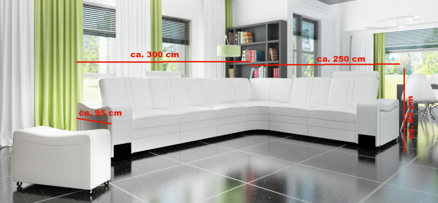 LEATHER SOFA XXL Living landscape Suite Leather Corner sofa Suite with USB Upholstery