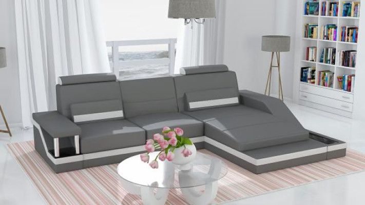 Corner sofa Suite Leather Textile Fabric Living landscape Sofa USB new custom-made