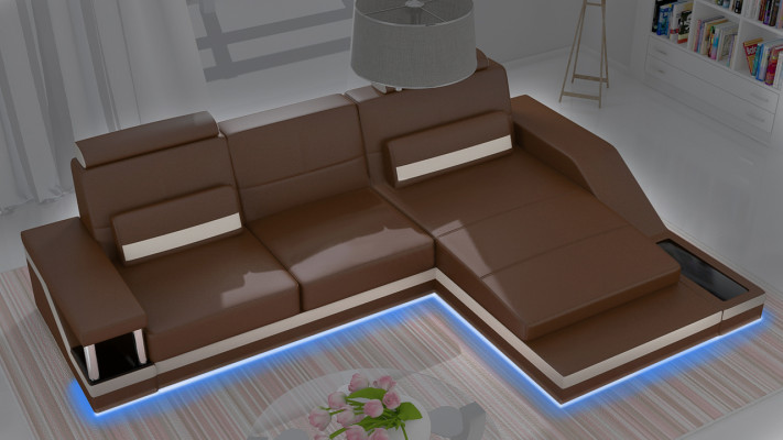 Corner sofa Living landscape Sofa +USB Corner Suite Leather Textile Fabric Custom made