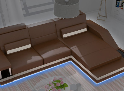 Corner sofa Living landscape Sofa +USB Corner Suite Leather Textile Fabric Custom made