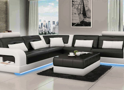 LEATHER SOFA SOFA Corner sofa USB Sofa set DESIGN COUCH Living landscape to Dimension