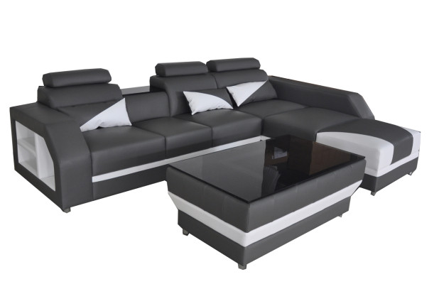 Leather Corner Sofa with USB,Suite Corner Sofas Couches Upholstery Living landscape Luxury