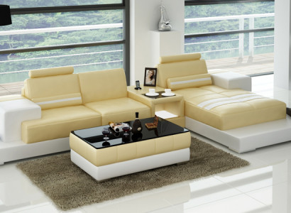 Leather sofa with USB Living landscape Corner sofa Corner Suite Design Couch Sofa L6004D