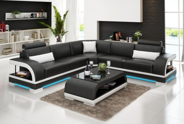 Leather sofa with USB,Living landscape Corner sofa Eck Suite Design Modern Sofa G8011B