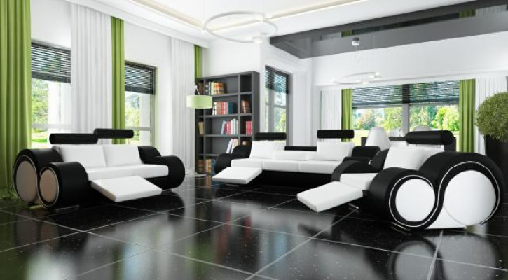 Sofa BERLIN Upholstery Couch Suite 3+2 Seat Designer Sofa Leather Sofa with USB new