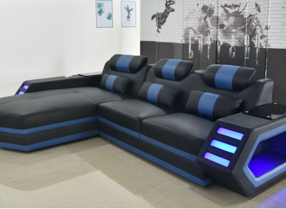 Illuminated modern couches Furniture landscape Seat sofa Living room Corner suite