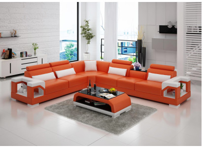 Sofa Leather Sofa Couch Living landscape Corner Corner sofa Modern Design Suite