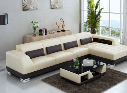 Leather sofa Corner sofa + USB Suite Living landscape Upholstery L-shape Couch Sofa G8024C