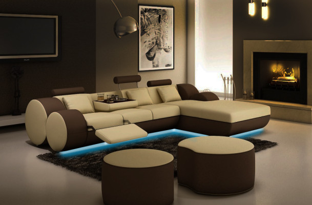 Custom-made LEATHER SOFA Suite Corner sofa Leather Corner sofa Living landscape USB