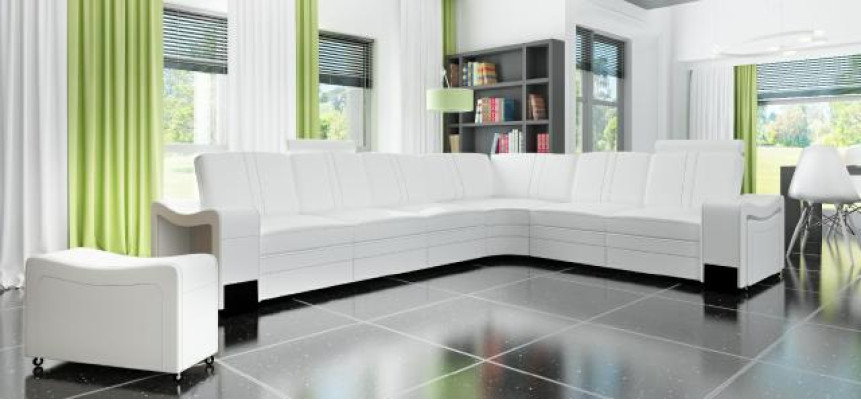 LEATHER SOFA XXL Living landscape Custom-made Leather Corner sofa Suite with USB