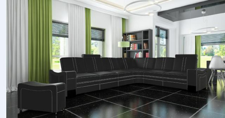 LEATHER SOFA XXL Living landscape Custom-made Leather Corner sofa Suite with USB