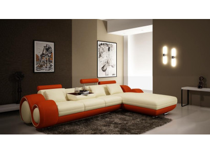 Patented design Corner sofa Sofa + USB,Upholstery Leather Corner BERLINo Living landscape