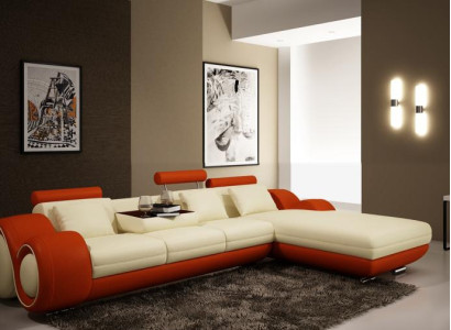 Patented design Corner sofa Sofa + USB,Upholstery Leather Corner BERLINo Living landscape