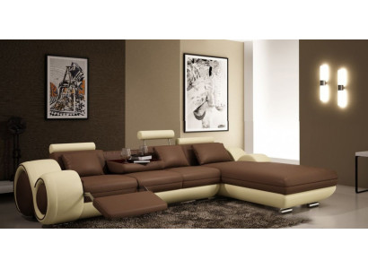 Patented design Corner sofa Sofa +USB,Upholstery Leather Corner BERLIN Living landscape