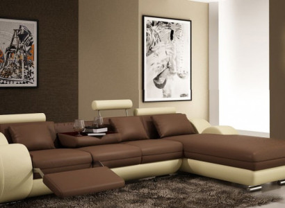 Patented design Corner sofa Sofa +USB,Upholstery Leather Corner BERLIN Living landscape