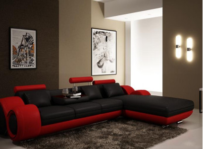 Patented design Corner sofa Sofa + USB,Upholstery Leather Corner Living landscape BERLIN