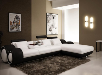 Patented design Corner sofa Sofa + USB Upholstery Leather Corner Living landscape BERLIN