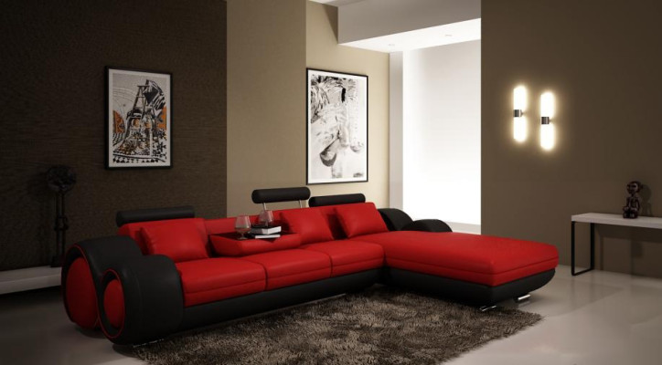 Patented design Corner sofa Sofa + USB Upholstery Leather Corner Living landscape BERLIN
