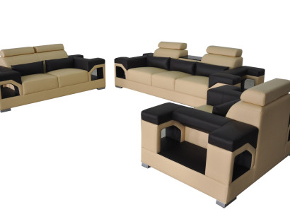Suite Leather Sofa +USB Couch Upholstery Couches Sofa Living landscape Luxury 3+2+1