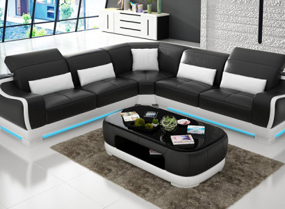 Leather sofa Couch Living landscape Corner sofa Corner Suite Design Modern Sofa G8025B