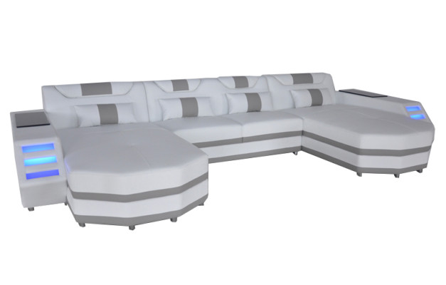 Design Leather Upholstery Seat Corner with USB Leather Upholstery Landscape Room Living Sofa