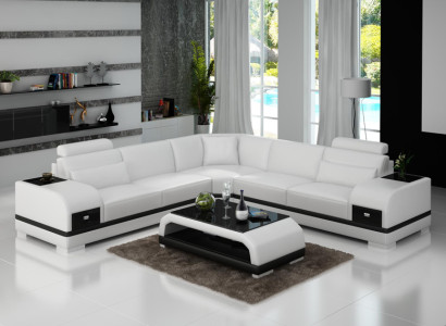 Leather sofa Couch Living landscape Corner sofa Corner Suite Design Modern Sofa G8013B