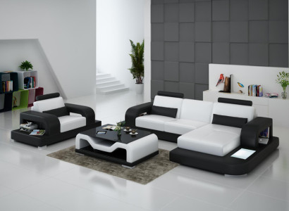 Leather Sofa Couch Living landscape Corner Armchair Suite Design Modern Sofa