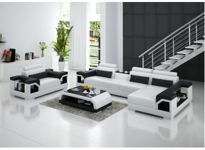 Leather sofa Living landscape Corner sofa Armchair Couch Suite Design Modern Sofa + USB