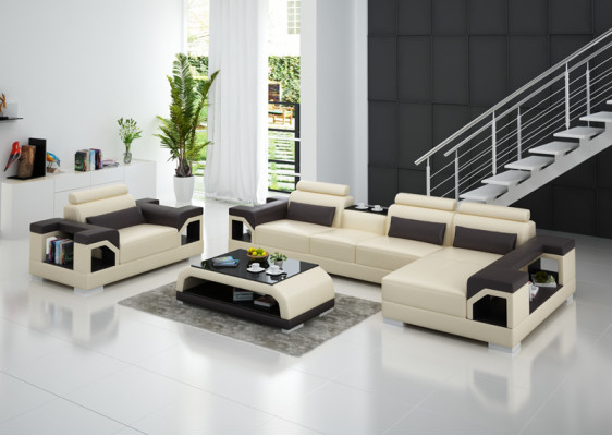 Leather sofa Living landscape Corner sofa Armchair Couch Suite Design Modern Sofa + USB