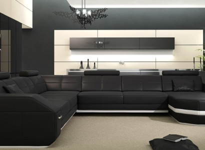 Leather sofa Corner sofa Living landscape Corner sofa Corner sofa Upholstery Seat Corner new USB+LED