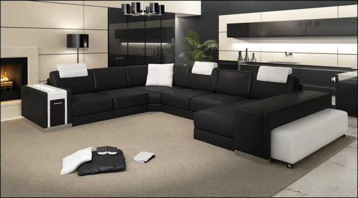 Living landscape Designer Sofa LED USB Couch Big Upholstery Leather Sofas Corner Corner Seat