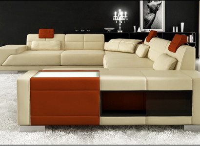 Leather sofa sofa with USB couch designer sofa U-shape corner suite upholstered corner XXL big