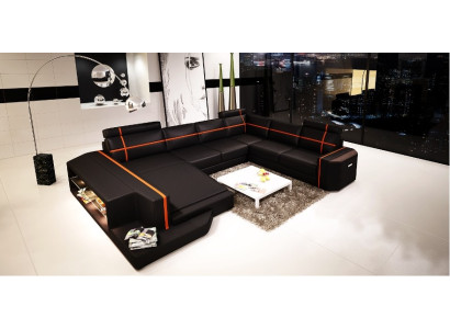 Comfortable Statement New Leather Corner Sofa in U-shape for your living ambience