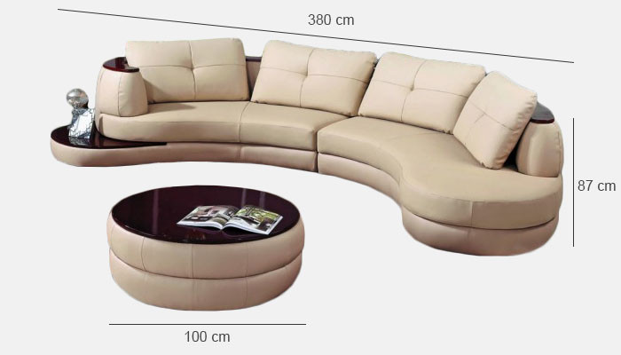 Designer Round USB Corner sofa Living landscape Round sofa Leather sofa Couch Sofa U-shape