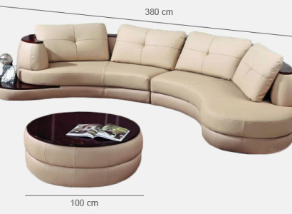 Designer Round USB Corner sofa Living landscape Round sofa Leather sofa Couch Sofa U-shape