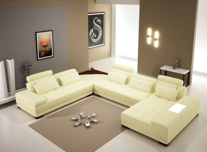 Living landscape Couch Upholstery Corner Suite Designer Leather Sofa Big Sofa new + USB