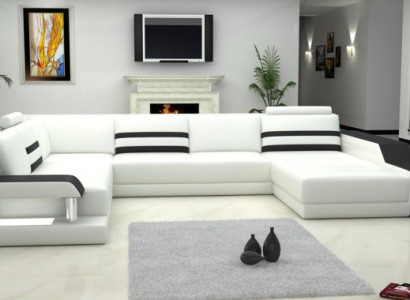 Leather Sofa Couch Upholstery Corner sofa Big Suite Living landscape Sofas with USB