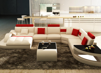 Multifunction XXL Big Leather Sofa Sofa with USB,Eck Living landscape Corner sofa Upholstery