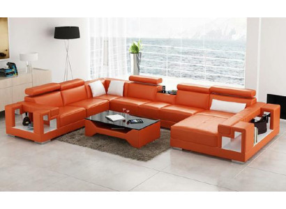 Modern flair U-shape leather corner sofa for your contemporary living room