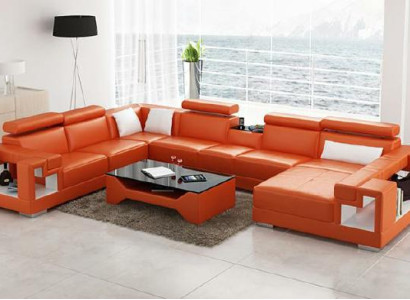 Modern flair U-shape leather corner sofa for your contemporary living room