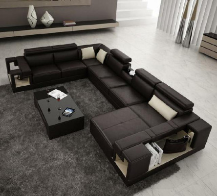 Modern flair U-shape leather corner sofa for your contemporary living room