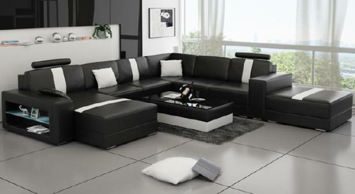 Corner sofa Upholstery +USB Designer Sofa Couch Modern Sofas U-shape Leather Corner suite
