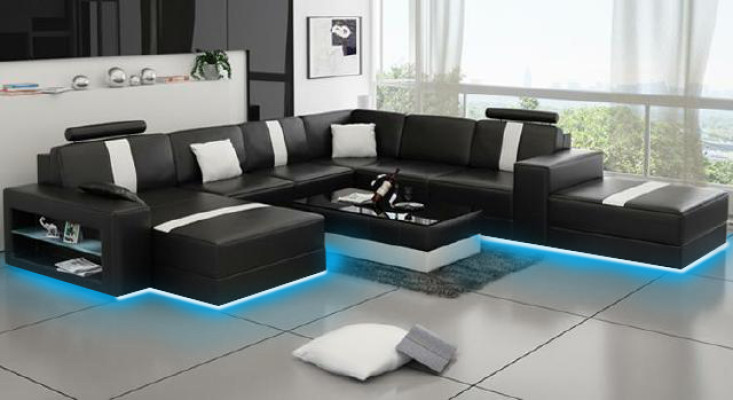Corner sofa Upholstery +USB Designer Sofa Couch Modern Sofas U-shape Leather Corner suite