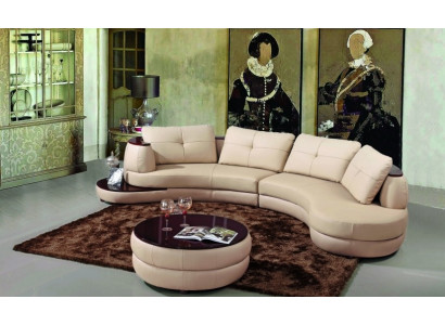 Modern round couch Corner sofa Round Corner Upholstery Sofa Seat Suite Leather Couch + USB