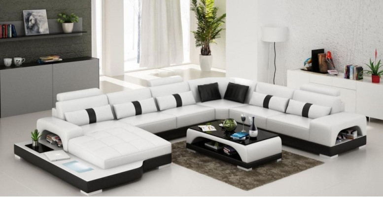 Corner sofa Living landscape + USB Upholstery Design Couch Modern Leather Sofa Corner suite